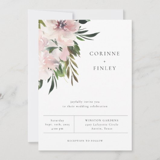 Dusty Mauve Botanical Wedding Invitation Aankondiging (Voorkant)