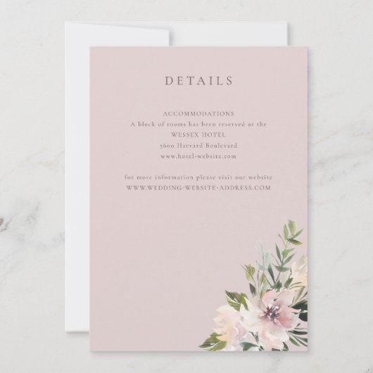 Dusty Mauve Botanical Wedding Invitation Aankondiging (Achterkant)