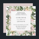 Dusty Mauve Botanical Wedding Invitation Kaart<br><div class="desc">Waterverf tuinbloemen in de tinten mauve,  roze en perzik met groen botanisch groen,  bruiloft uitnodiging. Achterkant kaart heeft effen mauve krijtkleur. Pas tekst,  letterstijl,  kleur en grootte aan.</div>