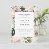 Dusty Mauve Botanical Wedding Invitation Kaart (Staand voorkant)