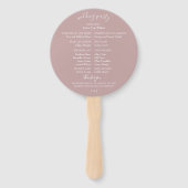 Dusty Mauve Botanical Wedding Program Hand Fans Handwaaier (Achterkant)