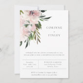 Dusty Mauve Botanical Wedding Reception Aankondiging (Voorkant)
