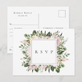 Dusty Mauve Botanical Wedding RSVP Song Request Uitnodiging Briefkaart (Voorkant / Achterkant)