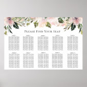 Dusty Mauve Botanical Wedding Seating Chart Poster (Voorkant)