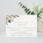Dusty Mauve Botanische Bruiloft RSVP Kaart (Staand voorkant)