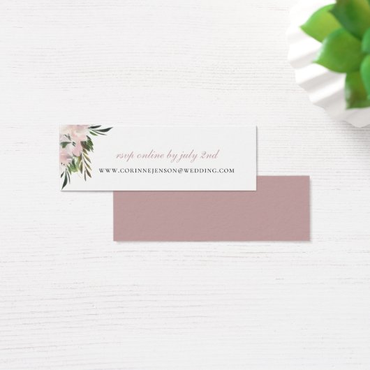 Dusty Mauve Botanische Bruiloft Website RSVP Mini Visitekaartjes (Bureau)