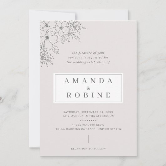 Dusty Mauve bruiloft uitnodiging (Voorkant)