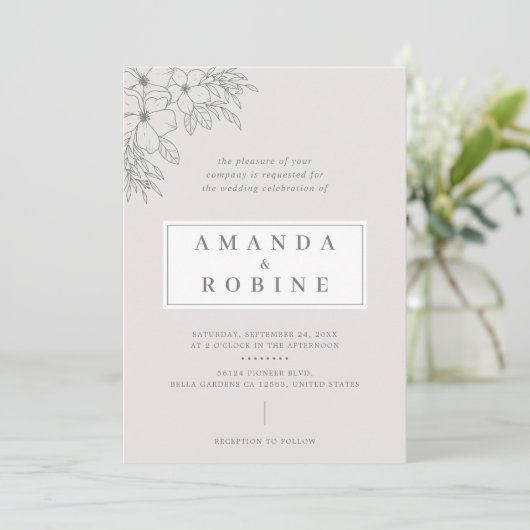 Dusty Mauve bruiloft uitnodiging (Staand voorkant)