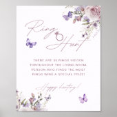 Dusty Mauve Butterfly Vrijgezellenfeest Ring Hunt Poster (Voorkant)