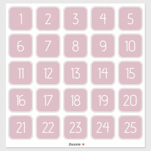 Dusty Mauve Customizable Square Number Stickers (Vel)