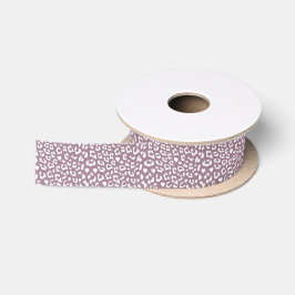 Dusty Mauve en witte luipaard print patroon Satijnen Lint