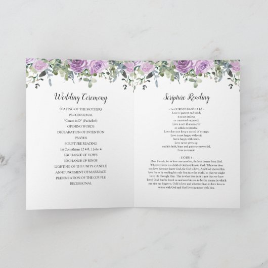 Dusty Mauve Eucalyptus Botanical Wedding Programme Programma (Binnen)