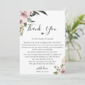 Dusty Mauve Floral bruiloft receptie dank u Bedankkaart (Staand voorkant)