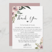Dusty Mauve Floral bruiloft receptie dank u Bedankkaart (Voorkant / Achterkant)