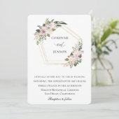 Dusty Mauve Floral geometrische bruiloft Kaart (Staand voorkant)
