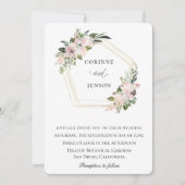 Dusty Mauve Floral geometrische bruiloft Kaart (Voorkant)