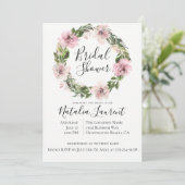 Dusty Mauve Floral krans bruids douche uitnodiging (Staand voorkant)