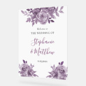 Dusty Mauve Floral Rozen Botanische bruiloft Welko Acryl Bord (Hoek)