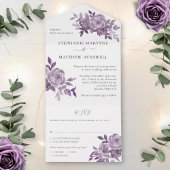 Dusty Mauve Floral Rozen Foliage Wedding All In One Uitnodiging