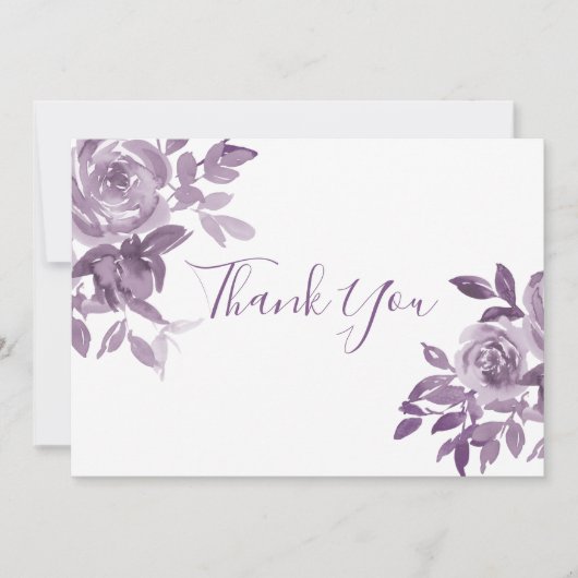 Dusty Mauve Floral Rozen Foliage Wedding Bedankkaart (Voorkant)