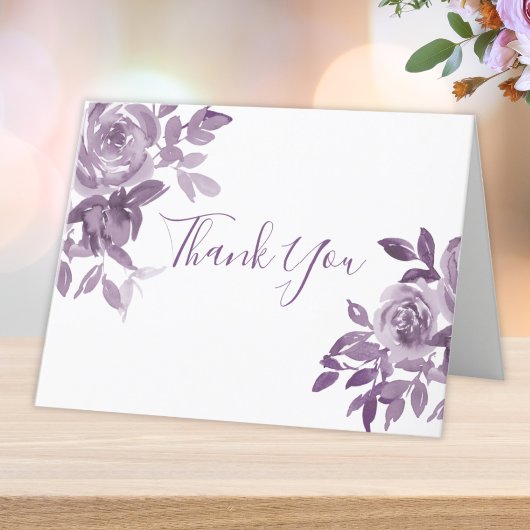 Dusty Mauve Floral Rozen Foliage Wedding Bedankkaart