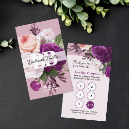 Dusty Mauve Floral Service Loyalty 5-stempel Visitekaartje