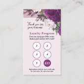 Dusty Mauve Floral Service Loyalty 5-stempel Visitekaartje (Voorkant)