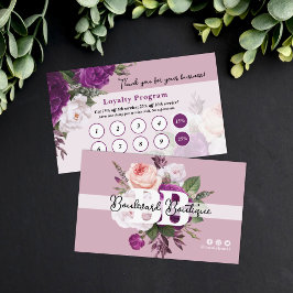 Dusty Mauve Floral Service Loyalty Stamp Visitekaartje