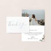 Dusty Mauve Floral Wedding Photo Dank u kaart (Display)