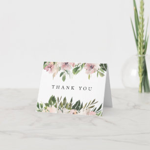 Dusty Mauve Floral Wedding Photo Dank u kaart