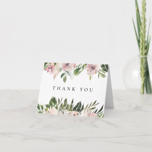 Dusty Mauve Floral Wedding Photo Dank u kaart (Voorkant)