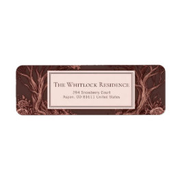 Dusty Mauve Gnarled Tree Engraved Rose Etiket