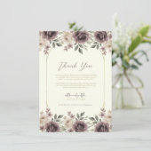 Dusty Mauve & Ivory Bloom Botanical Bedankt Kaart (Staand voorkant)