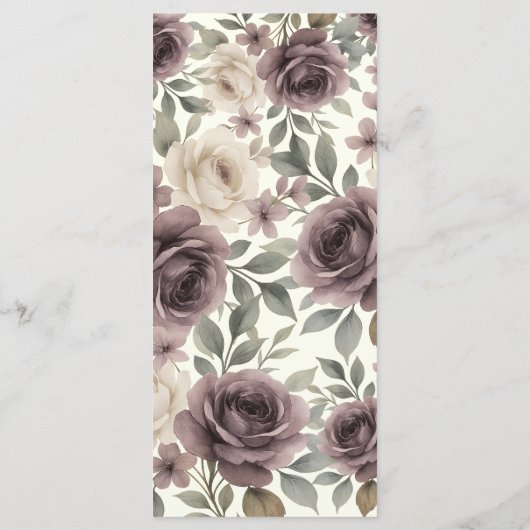 Dusty Mauve & Ivory Bloom Botanical Wedding Menu (Achterkant)