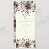 Dusty Mauve & Ivory Bloom Botanical Wedding Menu (Voorkant / Achterkant)