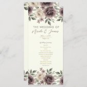 Dusty Mauve Ivory Bloom Botanical Wedding Program Menu (Voorkant / Achterkant)