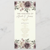 Dusty Mauve Ivory Bloom Botanical Wedding Program Menu (Voorkant)