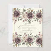Dusty Mauve & Ivory Bloom Botanical Wedding RSVP Kaart (Voorkant)