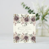 Dusty Mauve & Ivory Bloom Botanical Wedding RSVP Kaart (Staand voorkant)