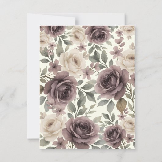 Dusty Mauve & Ivory Bloom Botanical Wedding RSVP Kaart (Achterkant)