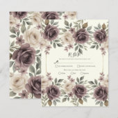 Dusty Mauve & Ivory Bloom Botanical Wedding RSVP Kaart (Voorkant / Achterkant)