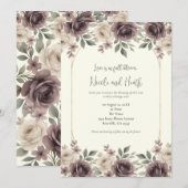 Dusty Mauve & Ivory Bloom Botanische bruiloft Kaart (Voorkant / Achterkant)