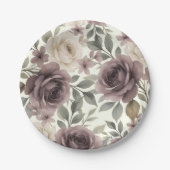 Dusty Mauve & Ivory Bloom Botanische bruiloft Papieren Bordje (Voorkant)