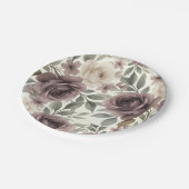 Dusty Mauve & Ivory Bloom Botanische bruiloft Papieren Bordje (Gekanteld)