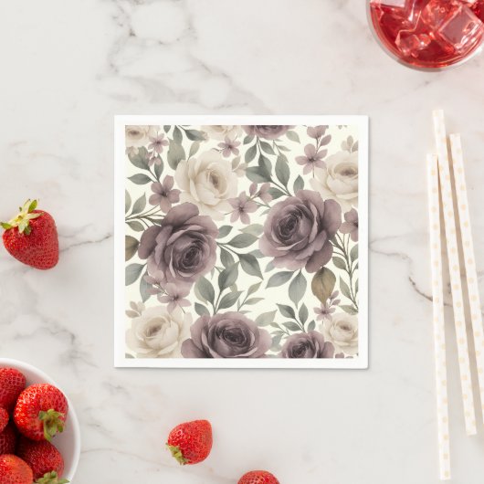 Dusty Mauve & Ivory Bloom Botanische bruiloft Servet (Insitu)