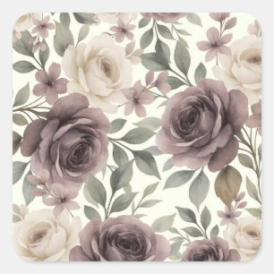 Dusty Mauve & Ivory Bloom Botanische bruiloft Vierkante Sticker