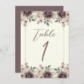 Dusty Mauve & Ivory Bloom Botanische Tafel Nummer Kaart (Voorkant / Achterkant)