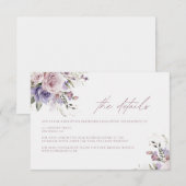 Dusty Mauve & Lavendel Bruiloft Details Kaart (Voorkant / Achterkant)