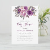 Dusty Mauve Paars Blush Botanical Baby shower Kaart (Staand voorkant)