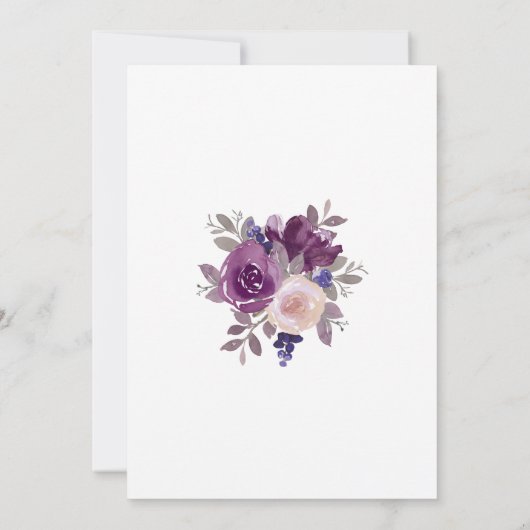 Dusty Mauve Paars Roos Botanical Rehearings Dinner Kaart (Achterkant)